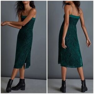 Anthropologie Aria Burnout Velvet Slip Dress